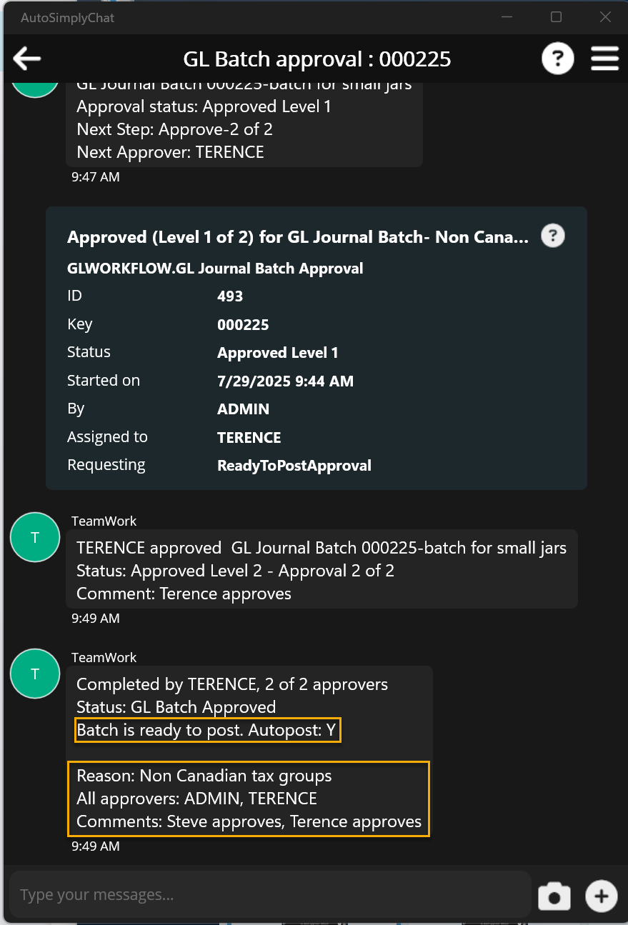 G/L Journal Batch Approval