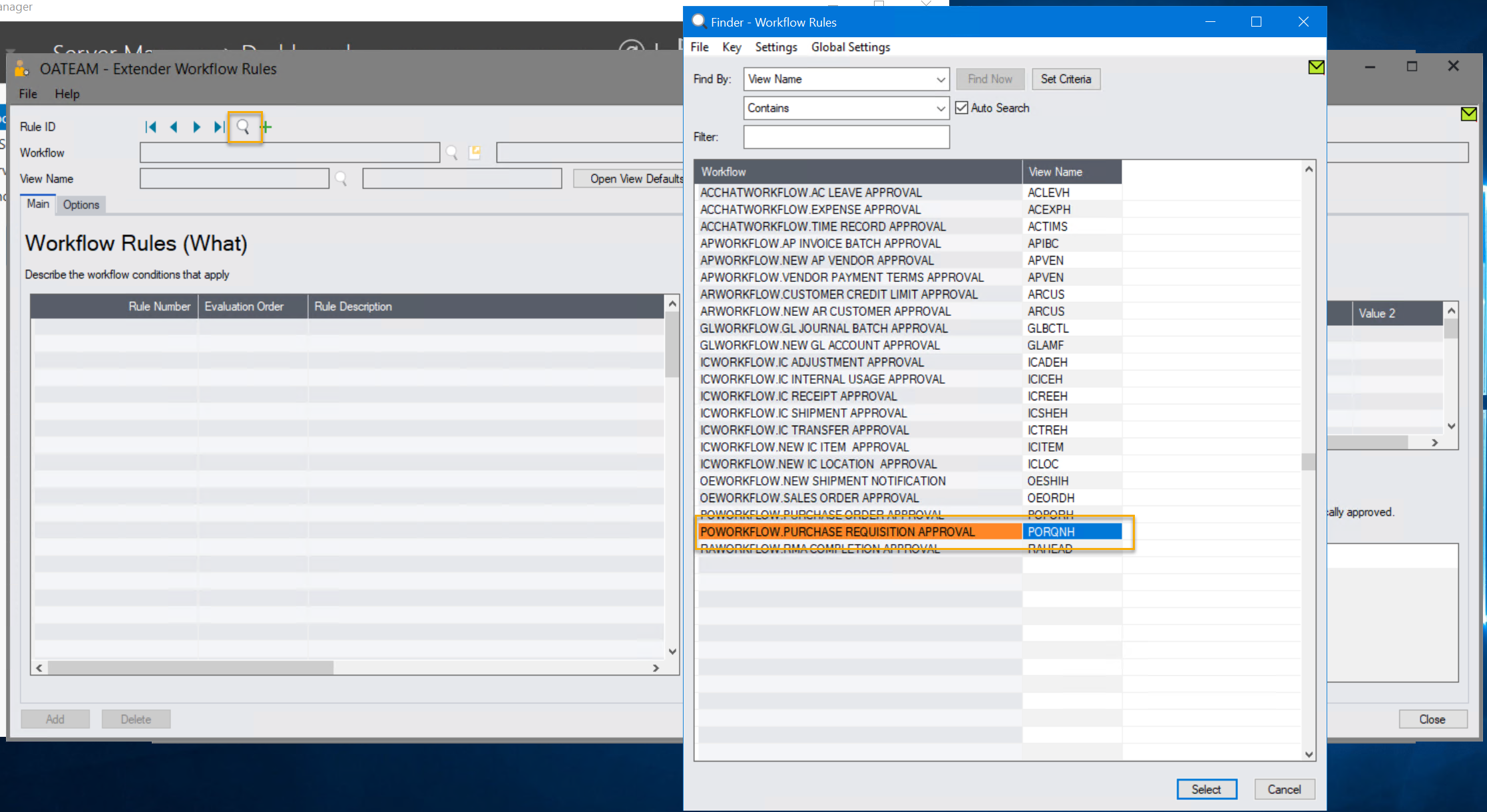 searching for Purchase requisition workflow template in sage 300
