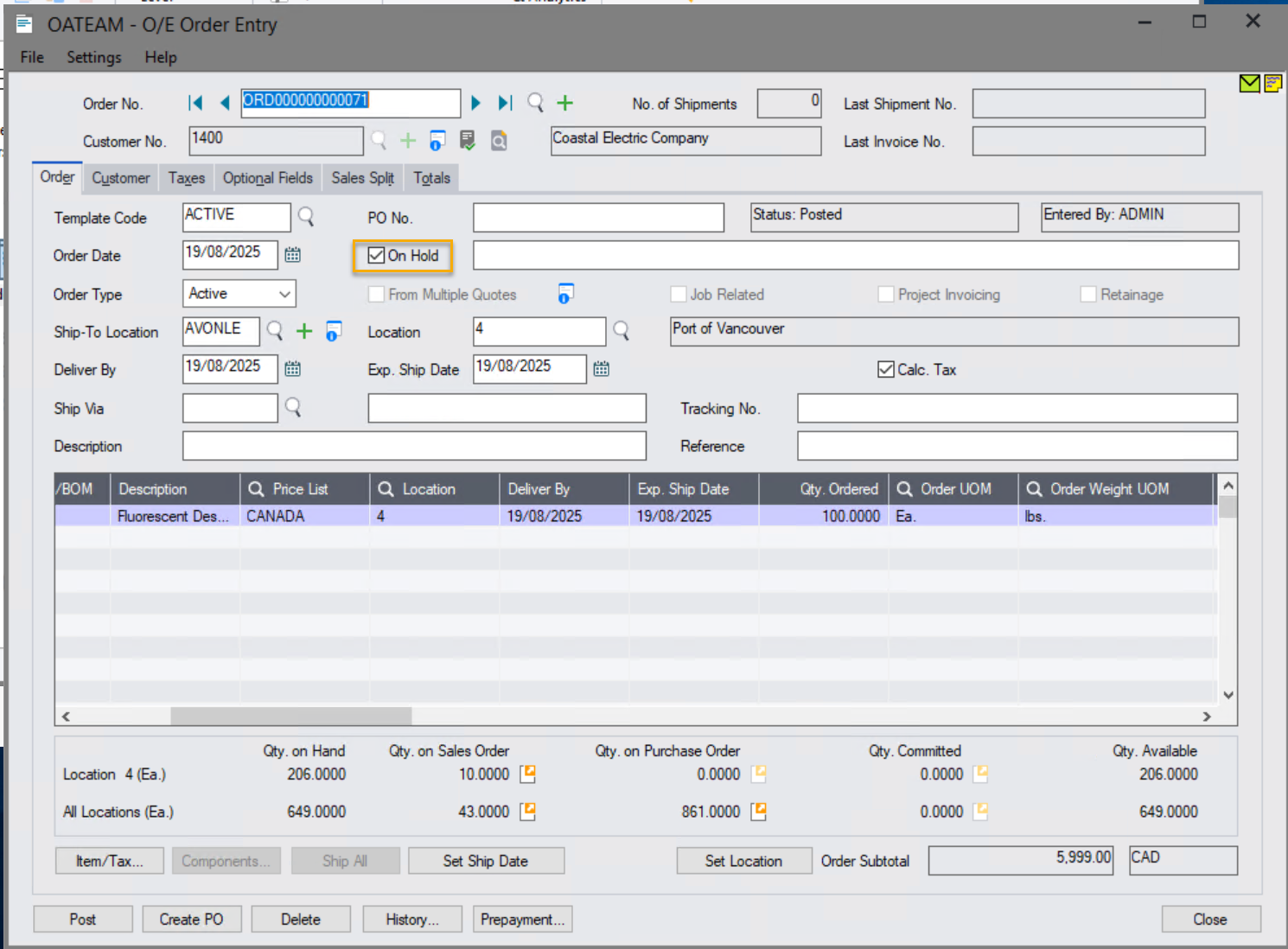 Before end of approval the order is on hold